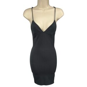 Intimately Free People Dark Gray Ribbed Strappy Back Bodycon Mini Dress XS S